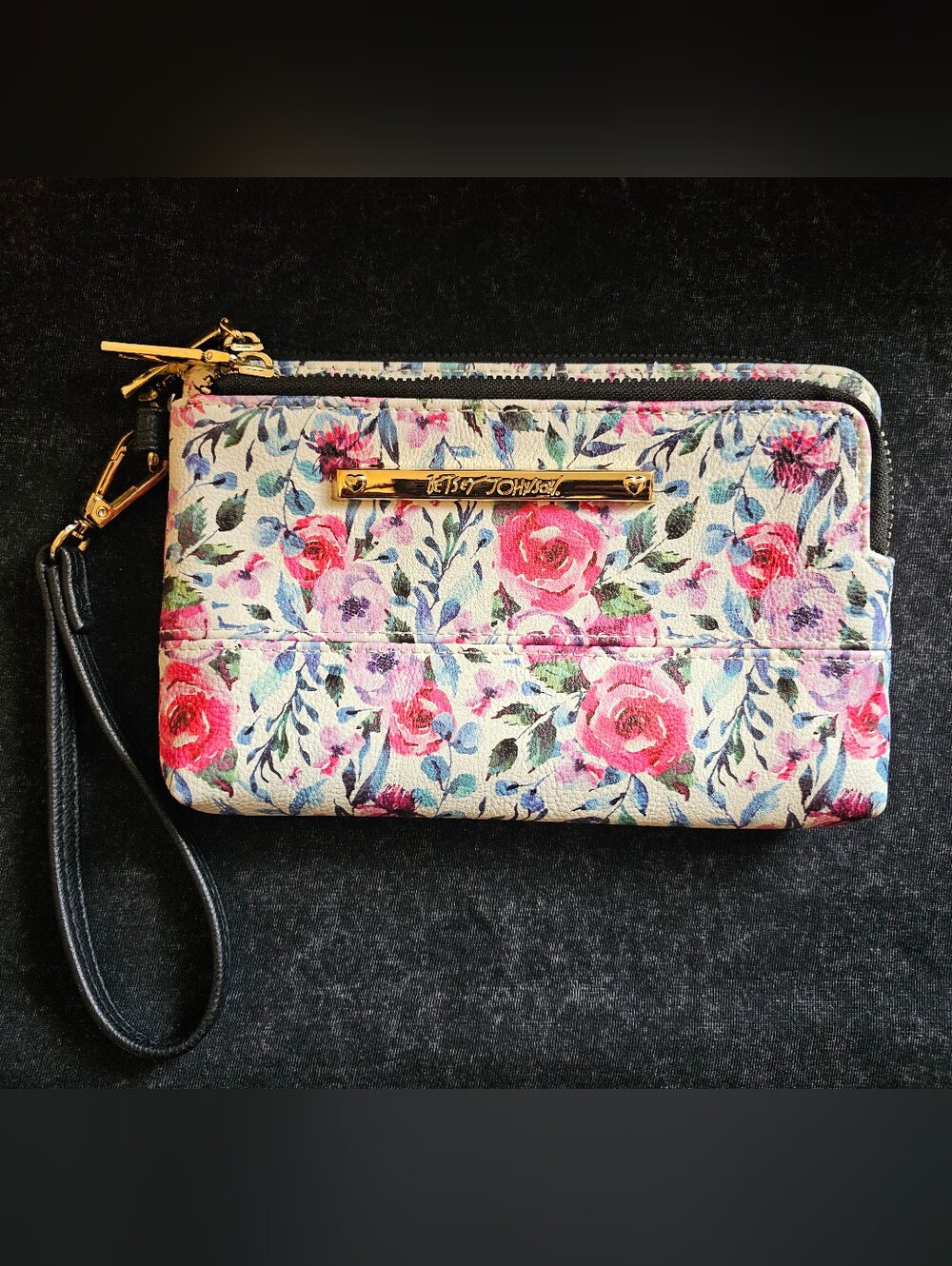 EUC - Betsey Johnson Floral Dual Zip Clutch